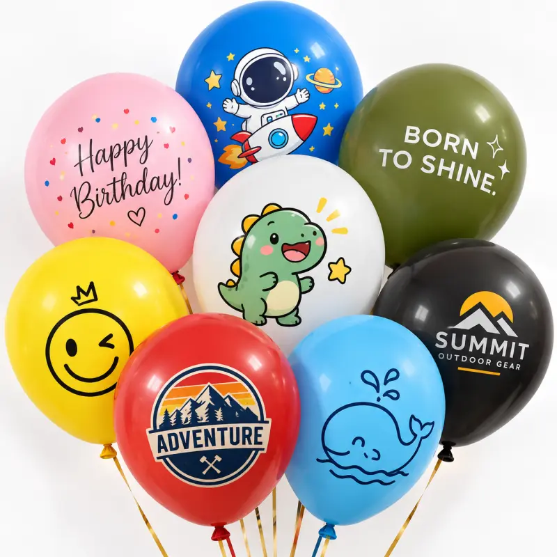 MOQ Balon Lateks Cetak Kustom untuk Berbagai Desain Logo