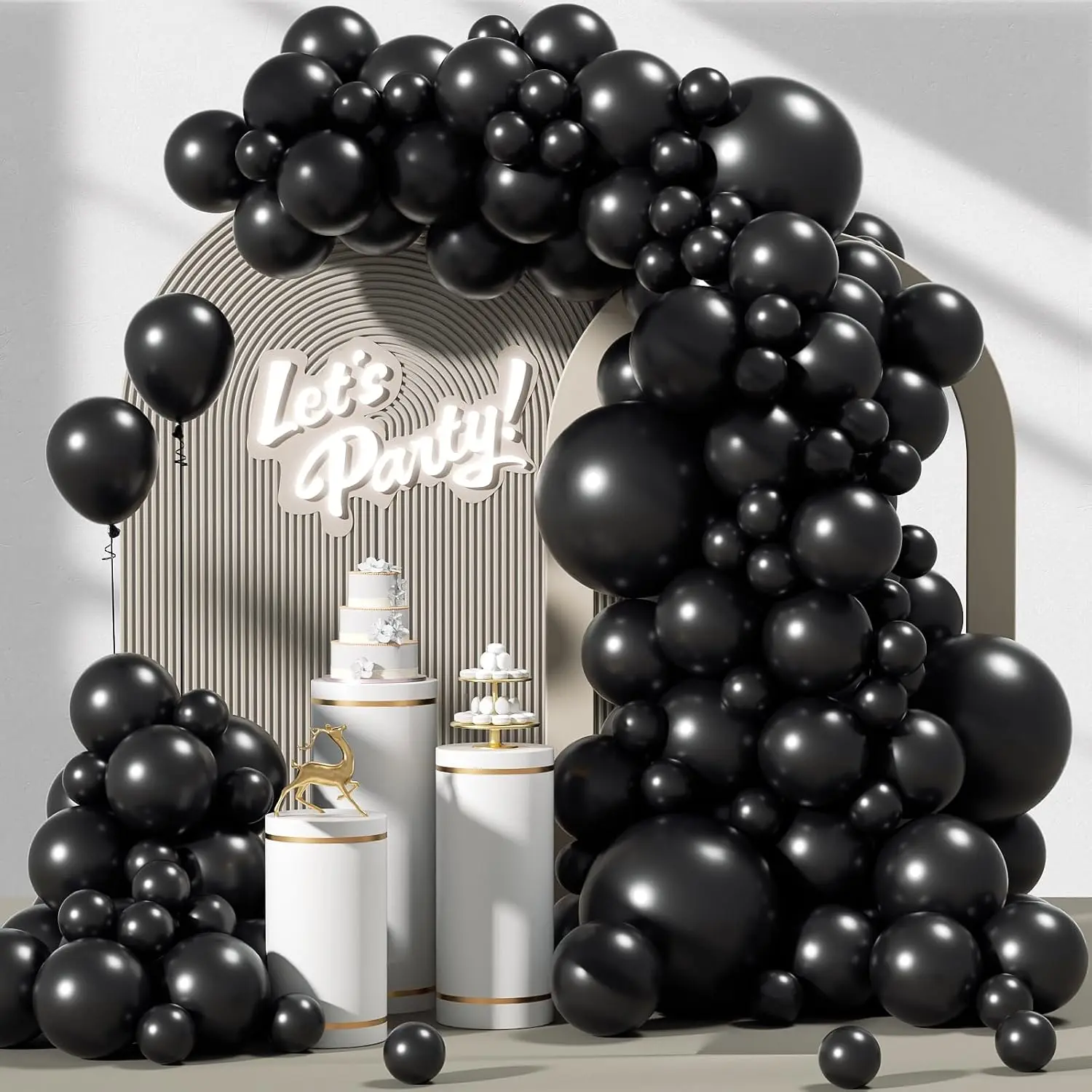 Kit Lengkungan Karangan Bunga Balon Hitam