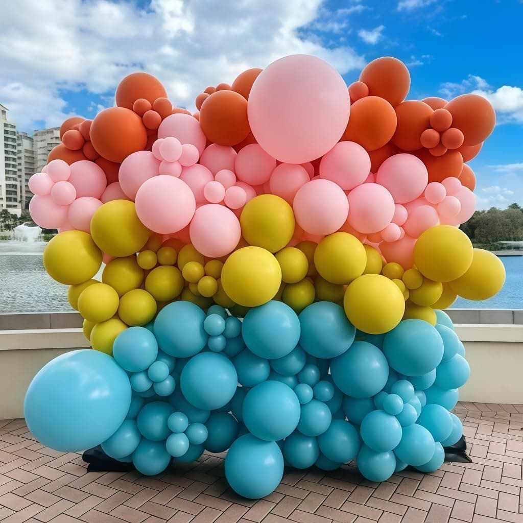 Set Karangan Bunga Balon Retro Boho