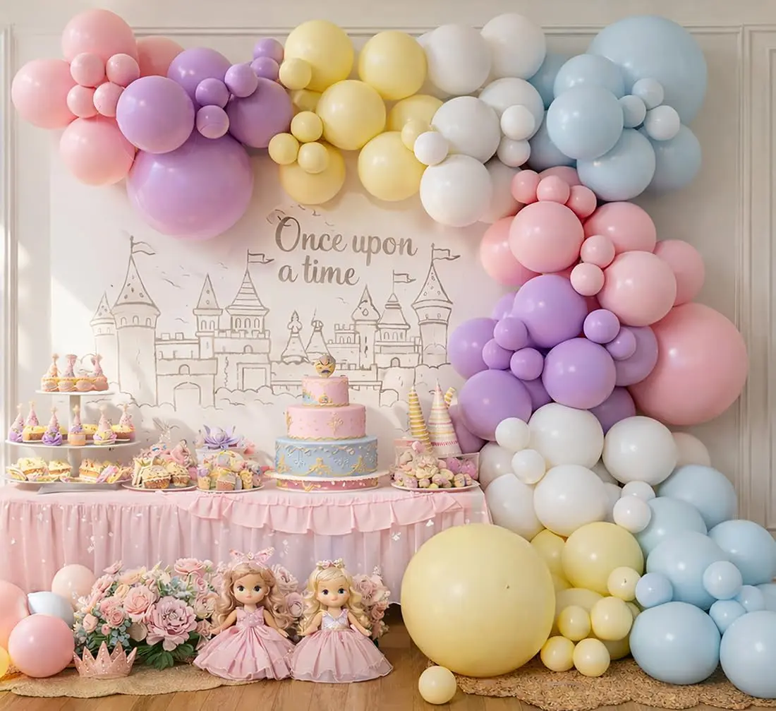 Kit Lengkungan Karangan Bunga Balon Pastel Macaron