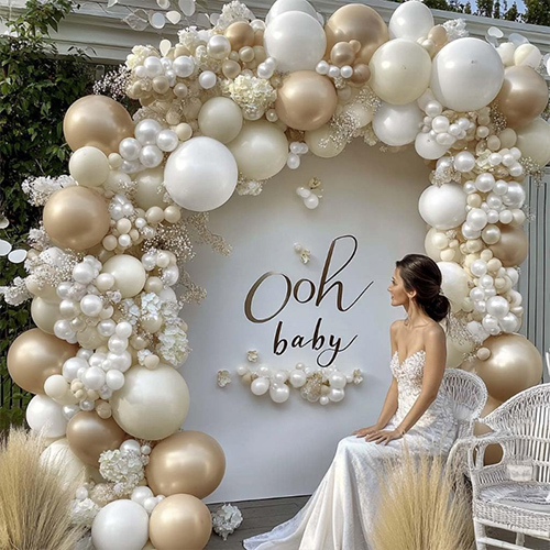 Lengkungan balon shower pengantin mutiara