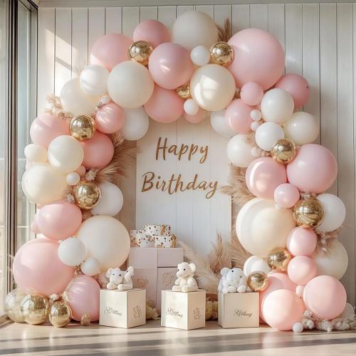 Kit lengkungan balon putih Pink Beige