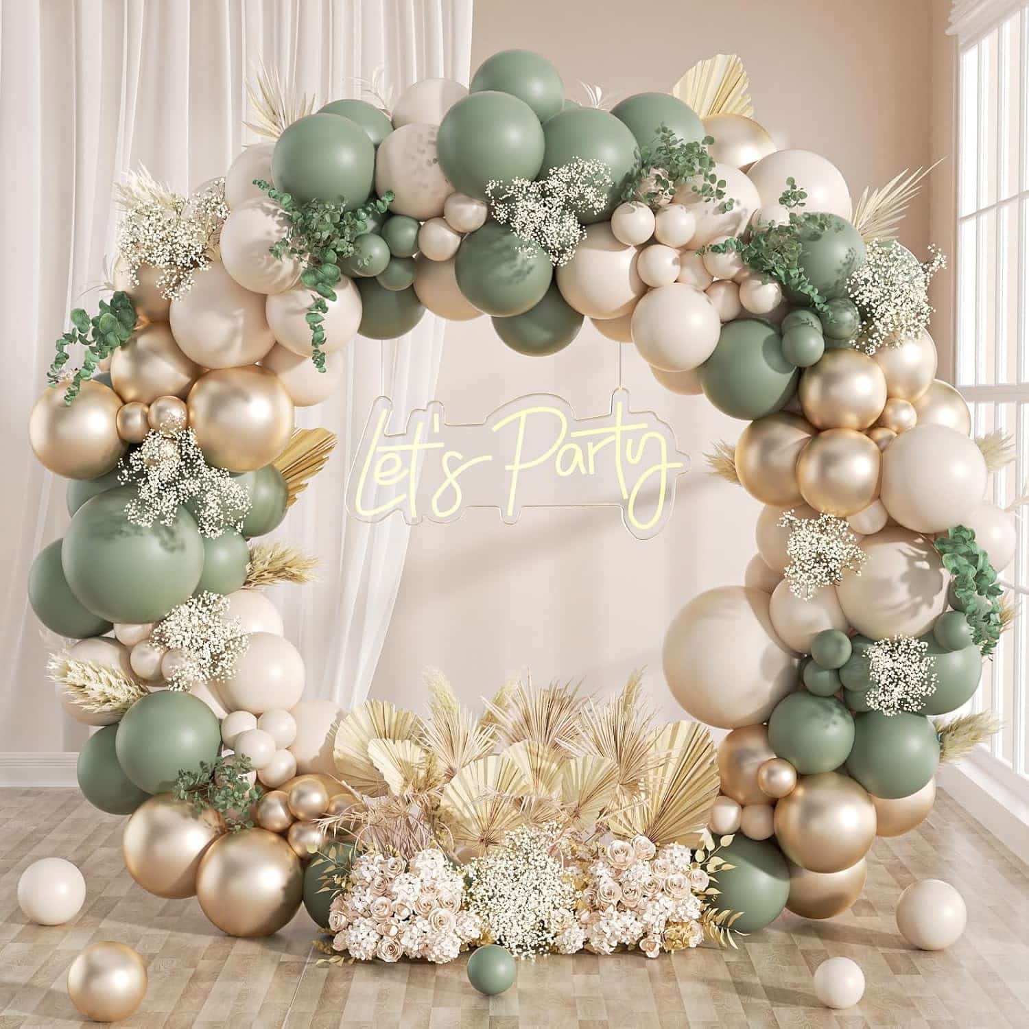 Kit Lengkungan Karangan Bunga Balon Sage Green Boho